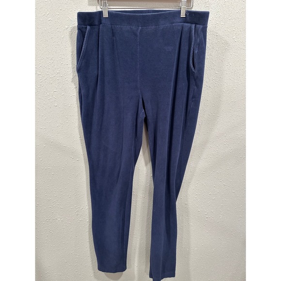 Lands' End Corduroy Pants Women's XL/T Tall Blue Elastic Waist Trouser Legging - Picture 1 of 6